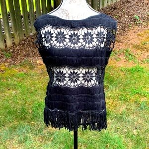 ALICE+OLIVIA Black Crochet Shirt